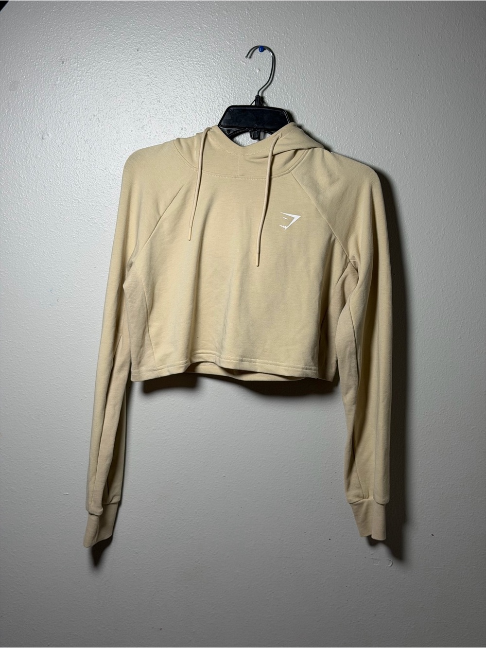 Gymshark Women Activewear Beige Cropped Hoodie Lightweight Pullover size Small